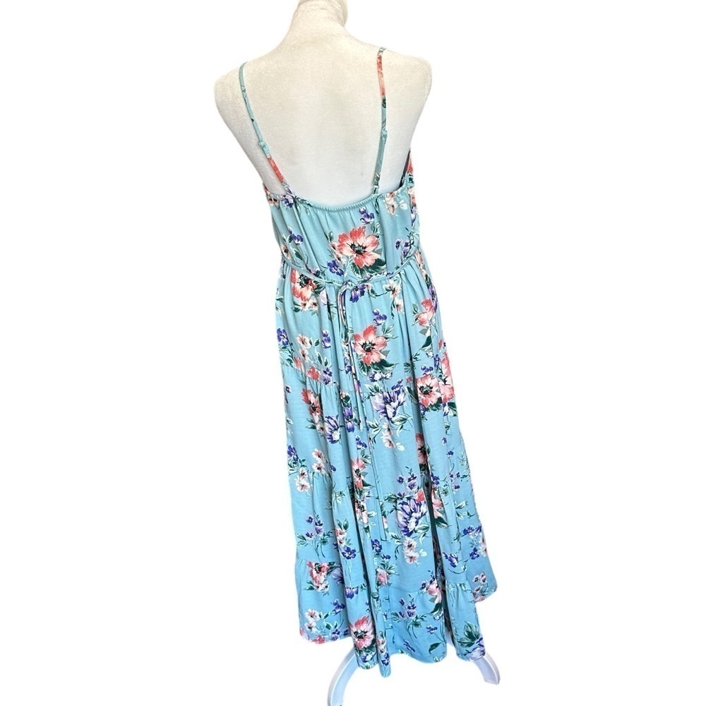 Xhilaration women's blue floral spaghetti strap maxi dress size small - Picture 3 of 5